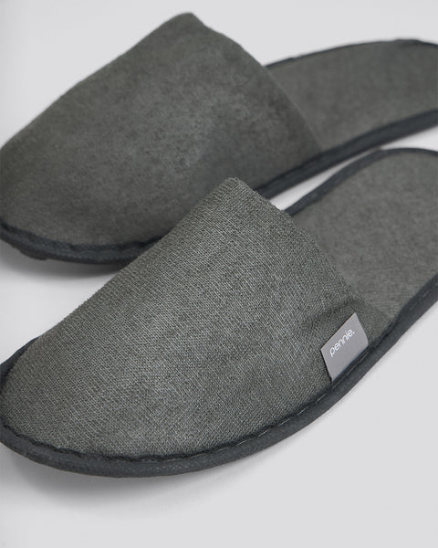 Πετσετέ Γκρι Κλειστές Λεπτές Παντόφλες Slipper