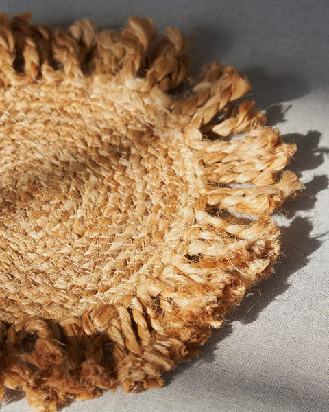 Ψάθα Στρογγυλό Πλεκτό Σουπλά από Γιούτα Φάσα Κρόσσια Central Φ30cm