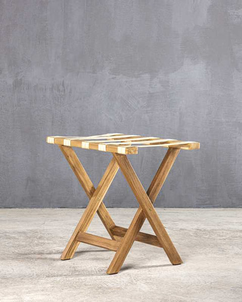 Πτυσσόμενη Βαλιτσοθήκη από Ξύλο Teak Devya 38x55x50cm