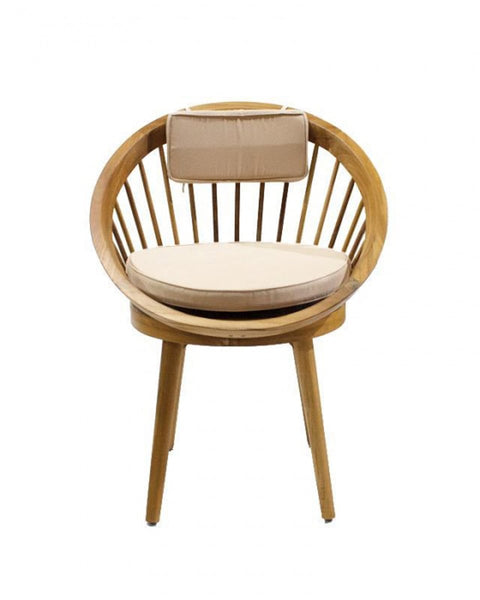 Πολυθρόνα Από Ξύλο Teak με Μαξιλάρι Ela 60x60x80cm