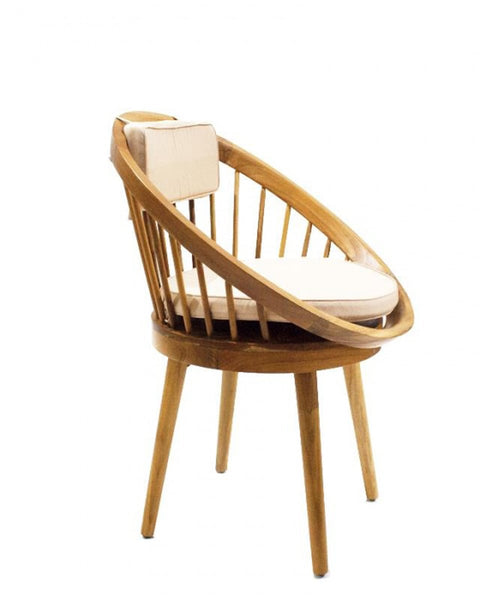 Πολυθρόνα Από Ξύλο Teak με Μαξιλάρι Ela 60x60x80cm