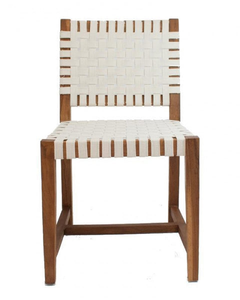 Καρέκλα Από Natural Ξύλο Teak με Πλεκτές Ζώνες Ellis 84x65x72cm