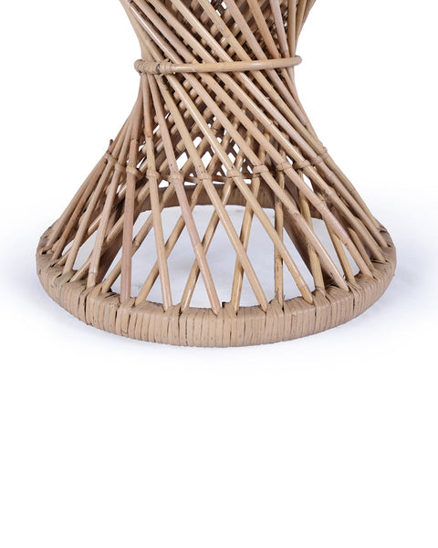 Σκαμπώ από Φυσικό Rattan με Στρογγυλό Μαξιλάρι Gloat 39x39x45cm