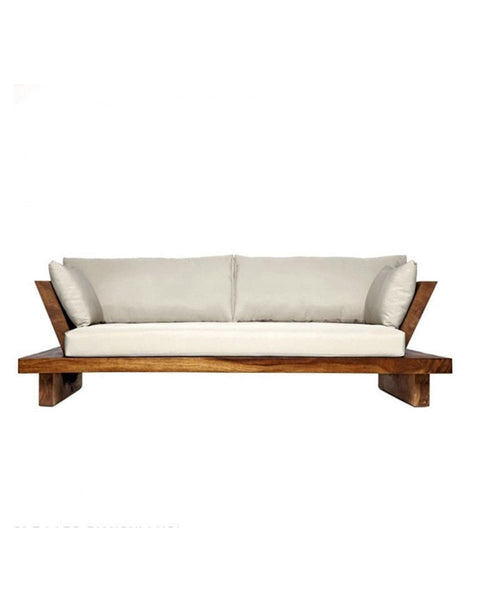 Τριθέσιος Καναπές από Μασίφ Ξύλο Suar Bonal 100x190x60/32cm