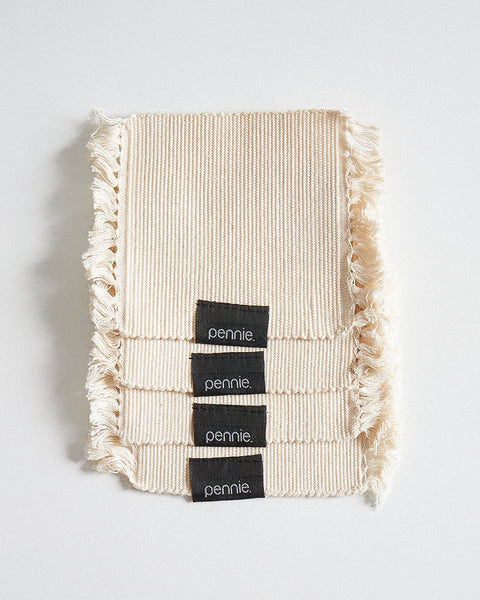 Βαμβακερό Σουβέρ με Κρόσσι Serrell 10x10cm-Εκρού