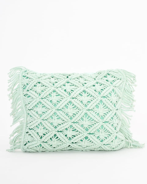 Boho Βαμβακερή Macrame Μαξιλαροθήκη Φιγούρας Tagger σε 8 Αποχρώσεις-Άκουα
