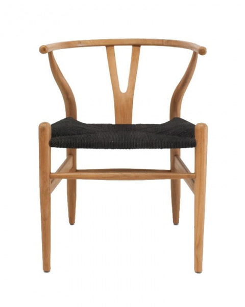 Πολυθρόνα Από Ξύλο Teak με Μαύρο Κάθισμα Agathe 51x55x77cm