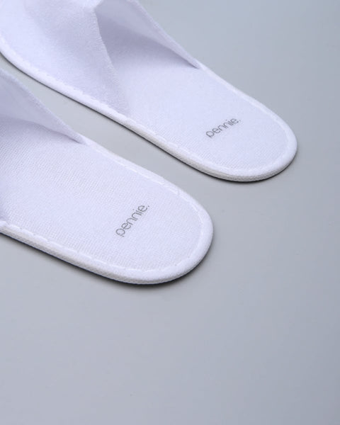 Πετσετέ Λευκές Κλειστές Λεπτές Παντόφλες Slipper 