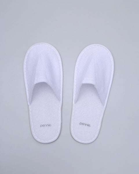 Πετσετέ Λευκές Κλειστές Λεπτές Παντόφλες Slipper 
