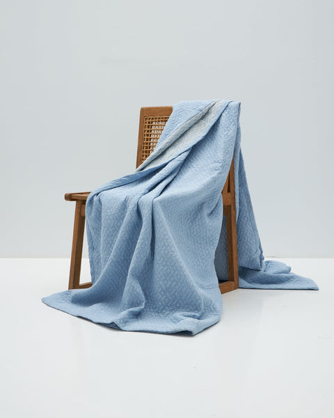 3D Ζακάρ Κουβερλί Κουβέρτα Γεωμετρικό Pattern Augerinos-Blue Jean-Υπέρδιπλη