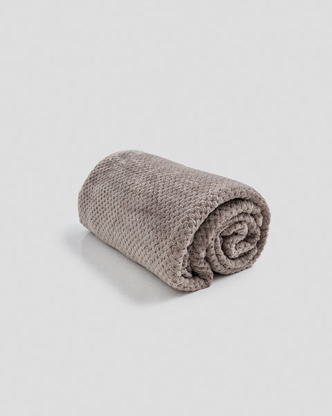 Βελουτέ Κουβέρτα Ανάγλυφη Coral Fleece Minthi 150x210cm-Γκρι - Μπεζ