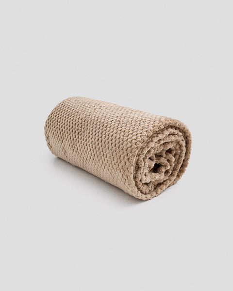Βελουτέ Κουβέρτα Ανάγλυφη Coral Fleece Minthi 150x210cm-Μπεζ Σκούρο