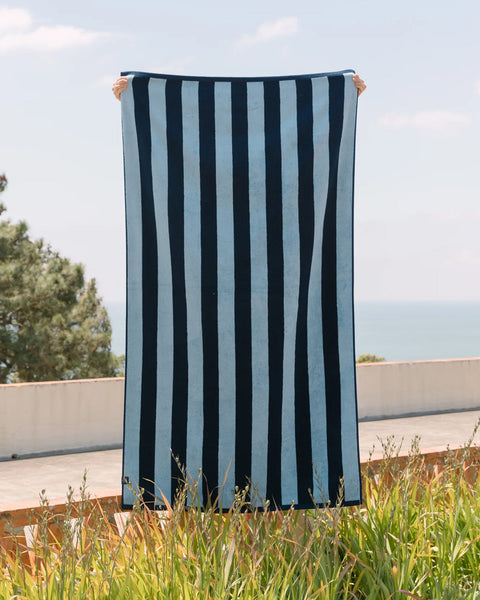 Βαμβακερή Ριγέ Πετσέτα Μπάνιου Akro 90x170cm-Σιέλ