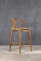 Σκαμπώ Από Teak με Φυσική Ψάθα Agathe 55x70x73cm