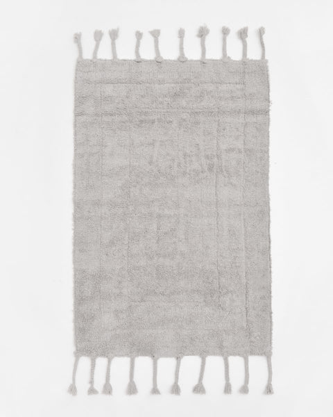 Βαμβακερό Χαλάκι με Πλεκτό Κρόσσι Alaska σε 9 Αποχρώσεις-Γκρι-60x90cm