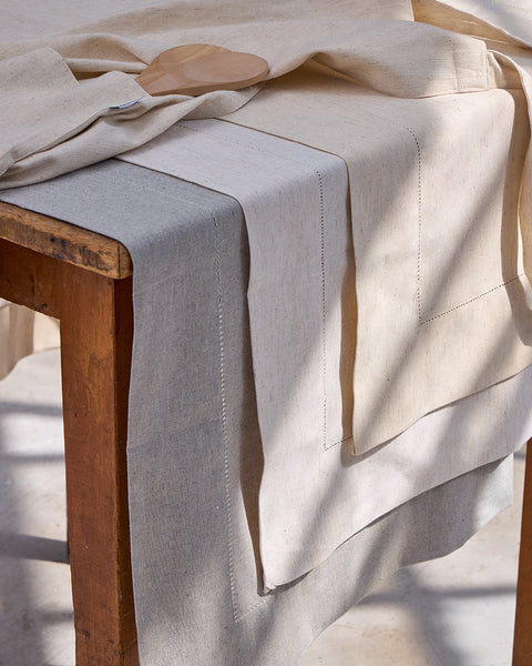 Λινή Τραβέρσα Runner με Αζούρ & Γαλλική Γωνία Amadora 50x150cm 3 Αποχρώσεις