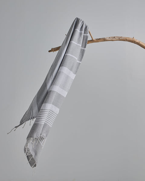 Παρεό με Λευκές Ρίγες & Κρόσσι Amaya 90x170cm