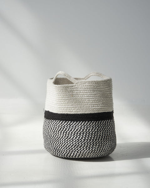 Δίχρωμο Καλάθι Βαμβακερό Πλεκτό Arlo 28x28cm