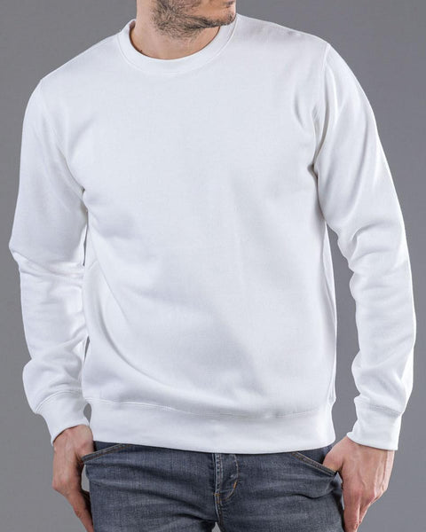 Unisex Βαμβακερό Φούτερ με Λαιμόκοψη Basic Line-Άσπρο-X Small