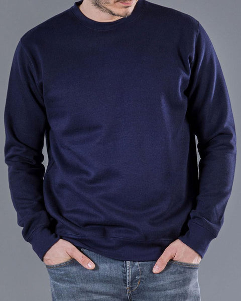 Unisex Βαμβακερό Φούτερ με Λαιμόκοψη Basic Line-Μπλε-X Small