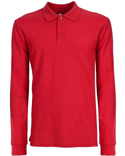 Unisex Μακρυμάνικη Μπλούζα Polo Basic Line 7 Αποχρώσεις-Κόκκινο-Medium