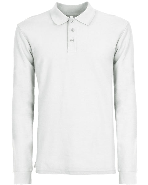 Unisex Μακρυμάνικη Μπλούζα Polo Basic Line 7 Αποχρώσεις-Άσπρο-Large