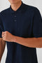 Unisex Βαμβακερή Κοντομάνικη Μπλούζα Polo Basic Line 4 Αποχρώσεις-Μπλε-Small