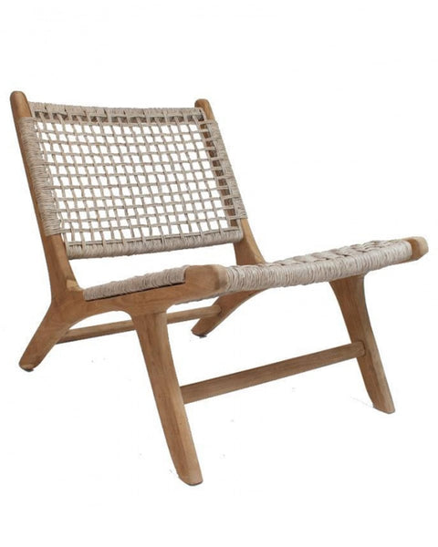 Πολυθρόνα Από Ξύλο Teak με Κορδόνι Bolo 61x76x67cm