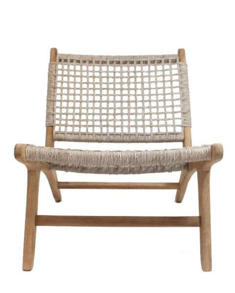 Πολυθρόνα Από Ξύλο Teak με Κορδόνι Bolo 61x76x67cm