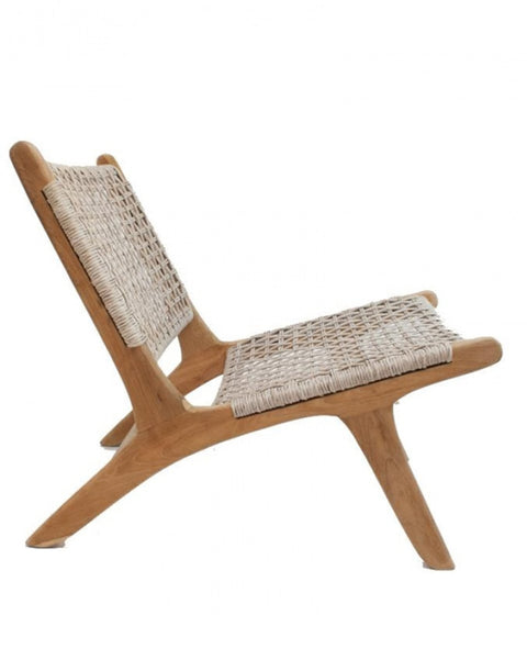 Πολυθρόνα Από Ξύλο Teak με Κορδόνι Bolo 61x76x67cm