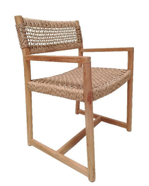 Πολυθρόνα Από Ξύλο Teak με Συνθετικό Κορδόνι Boxfresh 53x47x75cm