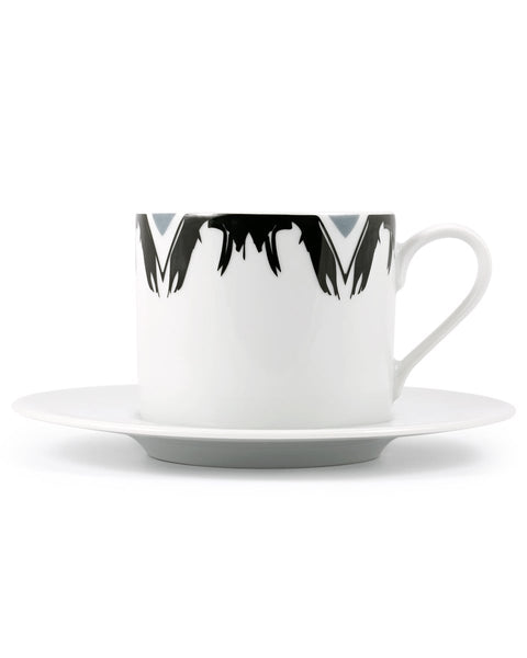 Κούπα Cappuccino με Πιατάκι Rotate Ikat σε 2 Αποχρώσεις-Μαύρο