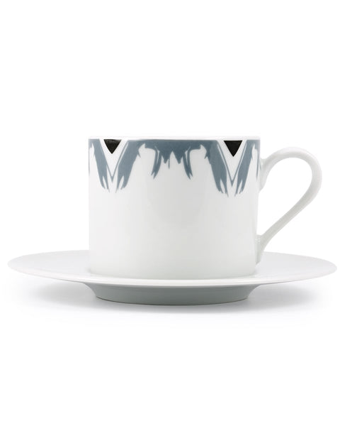 Κούπα Cappuccino με Πιατάκι Rotate Ikat σε 2 Αποχρώσεις-Γκρι