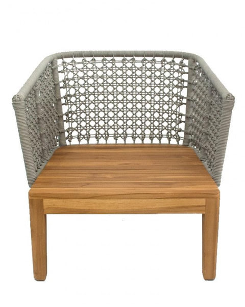 Πολυθρόνα με Μαξιλάρι από Ξύλο Teak & Κορδόνι Riviera Lounge 72x83x73cm