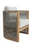 Πολυθρόνα Lounge με Μαξιλάρι Από Ξύλο Teak & Κορδόνι Dubai 60x60x70cm