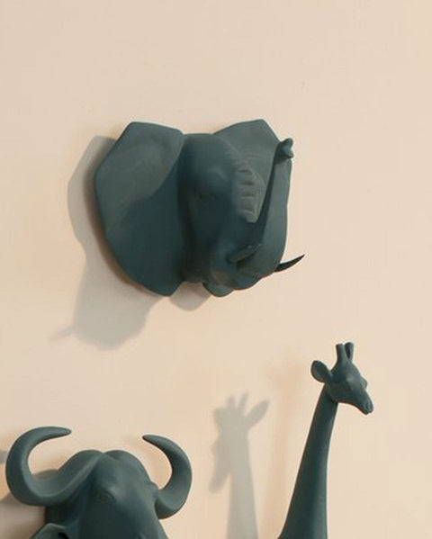 Διακοσμητικό Ξύλινο Άγκιστρο Τοίχου Animal Big Elephant 15x20cm σε 7 Αποχρώσεις-Peacock Green