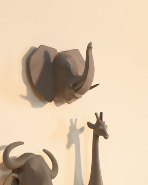 Διακοσμητικό Ξύλινο Άγκιστρο Τοίχου Animal Big Elephant 15x20cm σε 7 Αποχρώσεις-Stone
