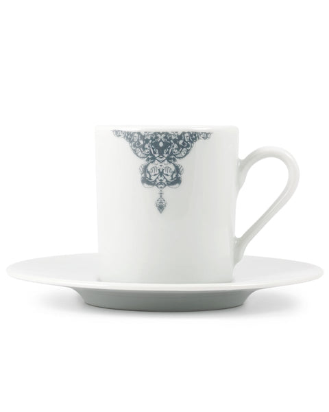 Κούπα Espresso με Πιατάκι Rotate Half Lace σε 2 Αποχρώσεις-Γκρι