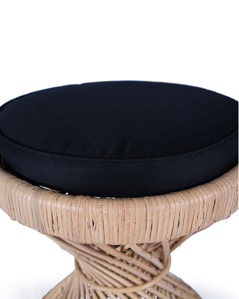 Σκαμπώ από Φυσικό Rattan με Στρογγυλό Μαξιλάρι Gloat 39x39x45cm