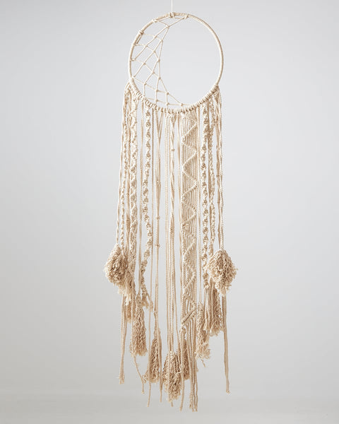 Boho Διακοσμητικό Τοίχου Macrame Ονειροπαγίδα με Κρόσσια Hazel 30x60cm