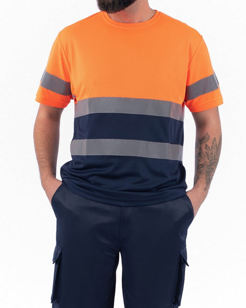 Κοντομάνικη Κίτρινη Μπλούζα T-Shirt με Ανακλαστικές Ταινίες Industrial σε 6 Μεγέθη