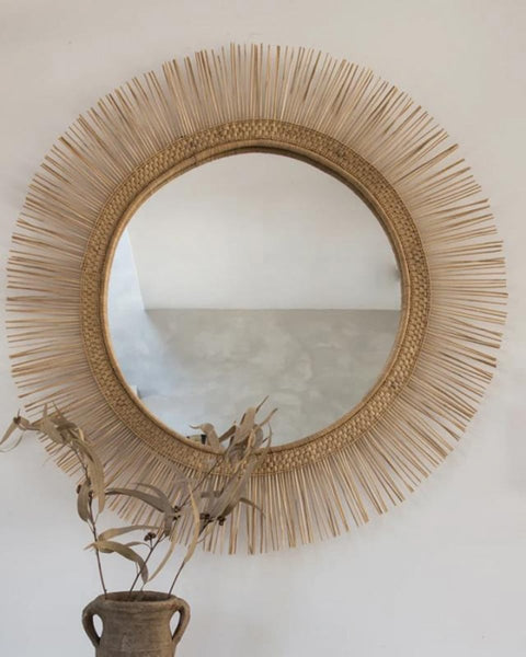 Στρογγυλός Rattan Καθρέφτης Malawi Sun σε 2 Διαστάσεις