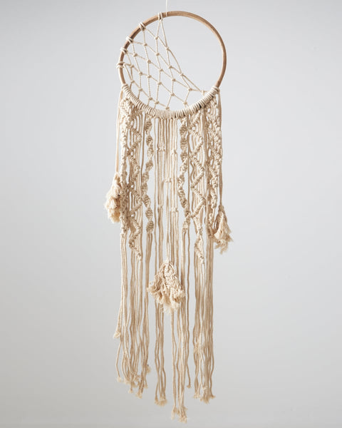 Boho Διακοσμητικό Τοίχου Macrame Ονειροπαγίδα με Κρόσσια Levu 30x60cm