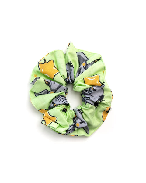 Scrunchie Λαστιχάκι Μαλλιών Elephants &amp; Balloons σε 4 Αποχρώσεις-Λαχανί