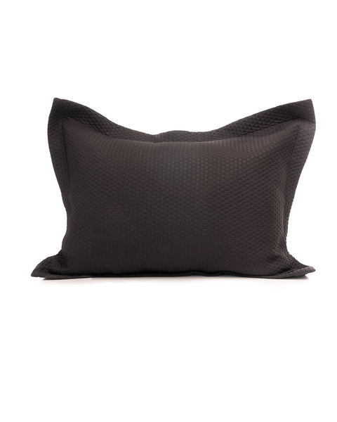 Microsilk Καπιτονέ Μονόχρωμη Oxford Μαξιλαροθήκη Virtuous σε 8 Αποχρώσεις 50x70+5cm-Μαύρο
