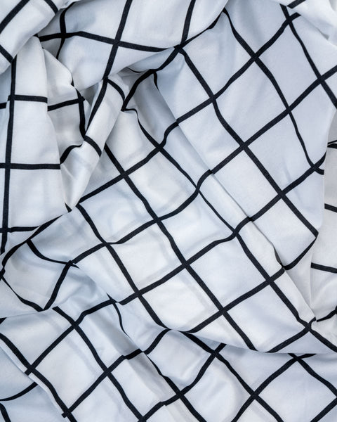 Microsilk Κομποζέ Εμπριμέ Oxford Ζεύγος Μαξιλαροθήκες Άσπρο-Μαύρο Καρό Nano 50x70+5cm