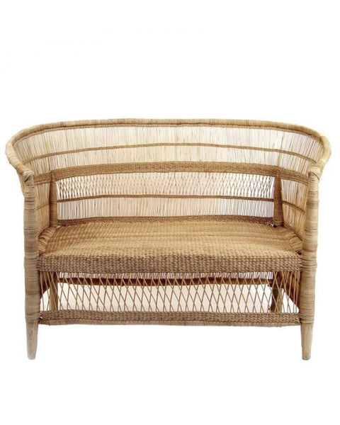 Πλεκτός Διθέσιος Καναπές από Φυσικό Rattan Malawi 123x62x83cm