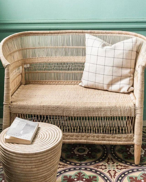 Πλεκτός Διθέσιος Καναπές από Φυσικό Rattan Malawi 123x62x83cm