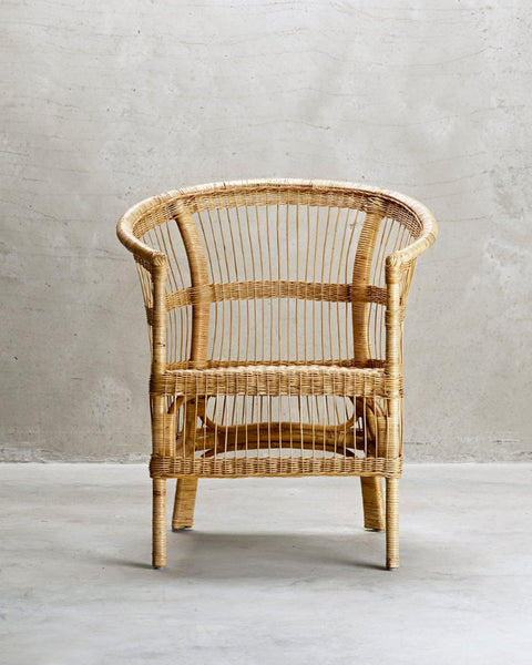 Πλεκτή Πολυθρόνα από Φυσικό Rattan με Μαξιλάρι Mamah 65x72x84cm