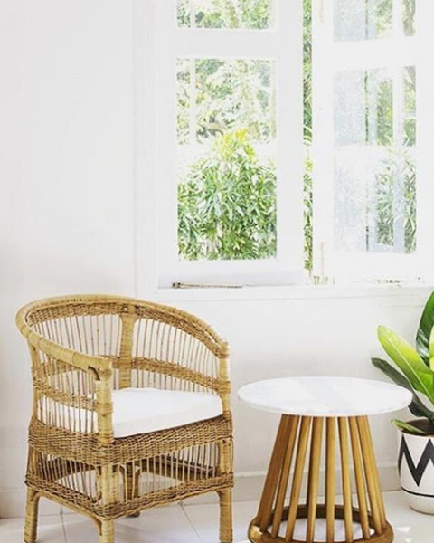 Πλεκτή Πολυθρόνα από Φυσικό Rattan με Μαξιλάρι Mamah 65x72x84cm